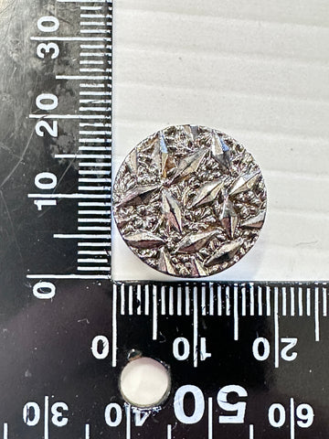 Vintage Button 1950s? Sparkly Cut Steel? Black Glass 18mm