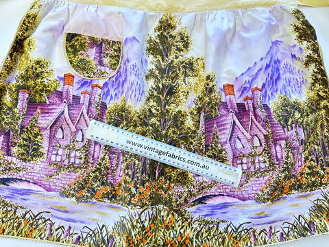 VINTAGE APRON w/ PURPLE LANDSCAPE: Cotton Vintage 50s 60s Amazing Pattern Piece