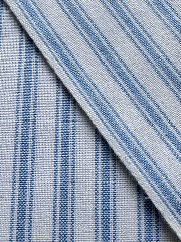 1m LEFT: Modern Reproduction Cotton Fabric Woven Ticking Pattern in Pale Blue & White