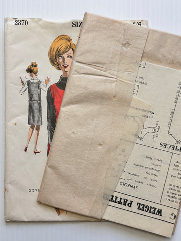 PINAFORE SHIFT w/ SIDE PLEATS & BLOUSE: Weigel's Sewing Pattern Unused 1960s Ladies Size 12 *2370