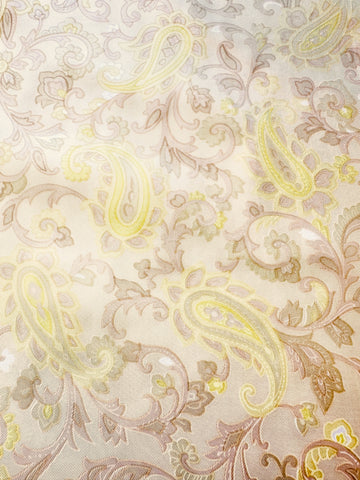 Vintage Fabric Acetate Synthetic High Quality Kanebo? 60s Paisley Yellows Beige 86cm Wide