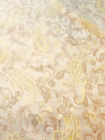 Vintage Fabric Acetate Synthetic High Quality Kanebo? 60s Paisley Yellows Beige 86cm Wide