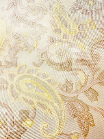 Vintage Fabric Acetate Synthetic High Quality Kanebo? 60s Paisley Yellows Beige 86cm Wide
