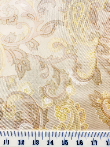 Vintage Fabric Acetate Synthetic High Quality Kanebo? 60s Paisley Yellows Beige 86cm Wide