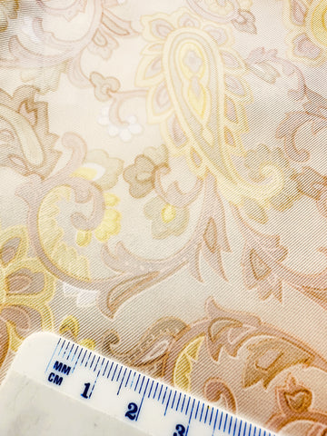 Vintage Fabric Acetate Synthetic High Quality Kanebo? 60s Paisley Yellows Beige 86cm Wide
