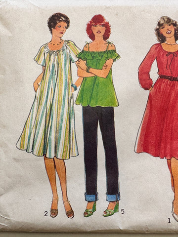 MISSES PEASANT BOHO DRESS or TOP: Style Sewing Pattern Unused 1978 Ladies Size 16 *1838