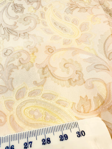 Vintage Fabric Acetate Synthetic High Quality Kanebo? 60s Paisley Yellows Beige 86cm Wide