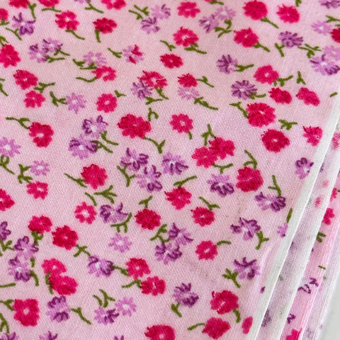 LESS THAN 1.5m LEFT: Vintage 1980s? 90s? Light Weight Cotton w/ Tiny Pink Floral