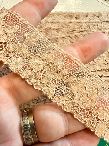 Vintage Lace Trim 50s 60s France French Dark Ecru Coffee Net Guipure? 30mm Wide