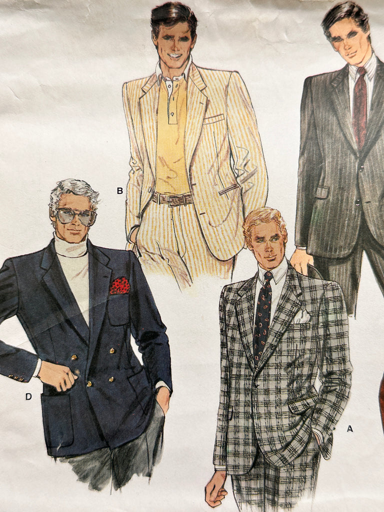 MENS SET OF JACKETS: Vintage Sewing Pattern Vogue 1980s Size 42 Tall Cut *1269