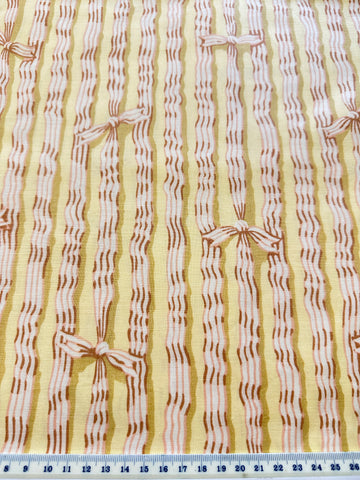 2m LEFT: Vintage Fabric 1986 Trompe L'Oeil Drapery Ribbons Cotton Chintz John Jacoby 132cm Wide