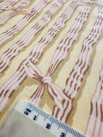 2m LEFT: Vintage Fabric 1986 Trompe L'Oeil Drapery Ribbons Cotton Chintz John Jacoby 132cm Wide