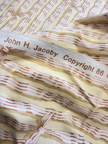 2m LEFT: Vintage Fabric 1986 Trompe L'Oeil Drapery Ribbons Cotton Chintz John Jacoby 132cm Wide