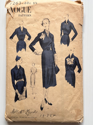 TOP ONLY: Vogue Sewing Pattern 1950 Size? Incomplete *7263
