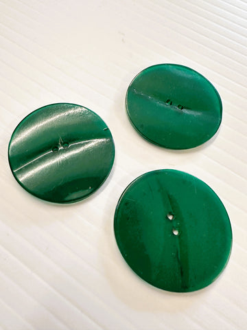 ONE SET ONLY: Vintage Buttons Translucent Apple Green 2-Hole 34mm Wide