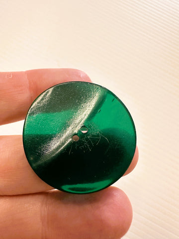 ONE SET ONLY: Vintage Buttons Translucent Apple Green 2-Hole 34mm Wide