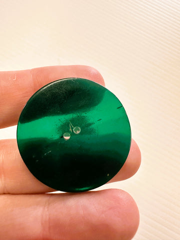 ONE SET ONLY: Vintage Buttons Translucent Apple Green 2-Hole 34mm Wide