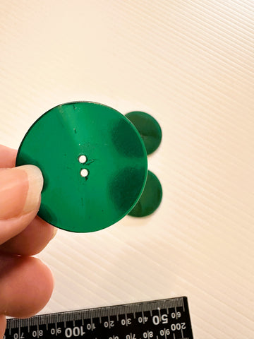ONE SET ONLY: Vintage Buttons Translucent Apple Green 2-Hole 34mm Wide