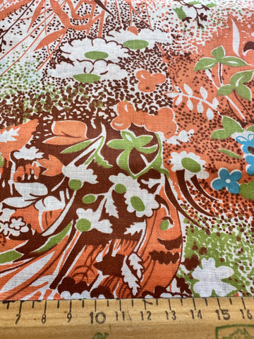 23 REMNANTS LEFT: Precut 1970s Cotton Sheeting w/ Boho Floral Pattern 40cm x 60cm