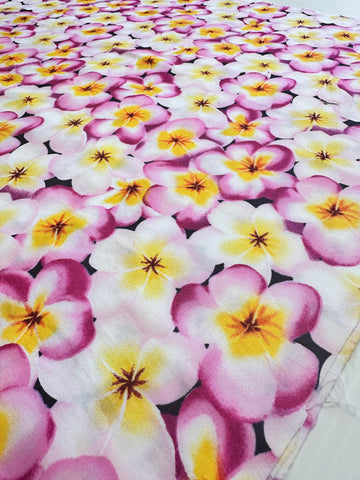 ON CLEARANCE: Modern Fabric 2000s+ Cotton Poplin Tropical Flowers on Black 100cm x 50cm