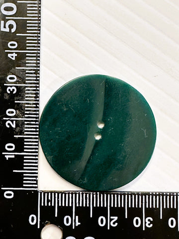 ONE PAIR ONLY: Vintage Buttons Forest Green Plastic 2-Hole 34mm Wide