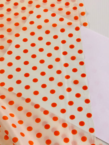 2m LEFT: Vintage Fabric 1970s Bright Orange Spot on White Nylon