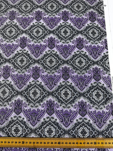 1m LEFT: Modern Cotton Fabric Traditions 2014 Ornate Ogee in Purple Grey