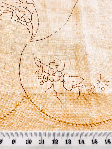 Vintage Stamped Linen Fautleys Unworked Ecru 50s or Earlier Duchess Set 46cm x 50cm