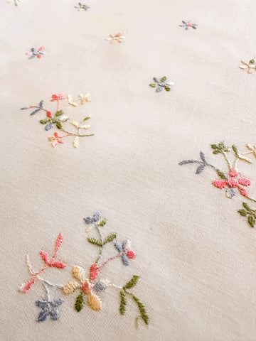 Vintage? Modern? Extra Wide Embroidered Trim Pretty Pastel Flowers w/ Scalloped Edge 36cm Wide