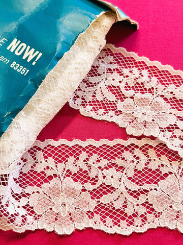 Vintage Trim Rayon 1973 Intricate White Lace Nottingham Richex 60mm Wide