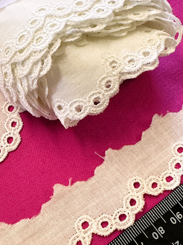 Vintage Cotton Trim 1980s? 70s? Loop Edge Broderie Anglaise 25mm Wide