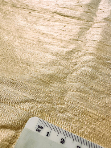 Modern Fabric Silk Dupion Shantung Style Plain Champagne Yellow 110cm Wide