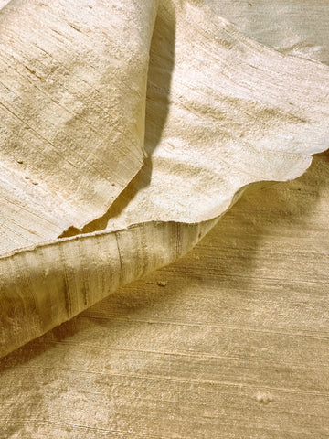 Modern Fabric Silk Dupion Shantung Style Plain Champagne Yellow 110cm Wide