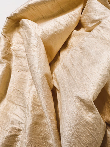 Modern Fabric Silk Dupion Shantung Style Plain Champagne Yellow 110cm Wide