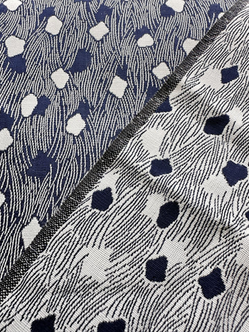 4.5m LEFT: Vintage Fabric MCM 1950s Reversible Woven Heavier Apparel Rayon Blue White
