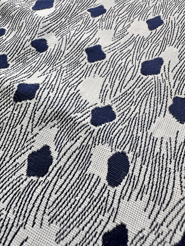 4.5m LEFT: Vintage Fabric MCM 1950s Reversible Woven Heavier Apparel Rayon Blue White