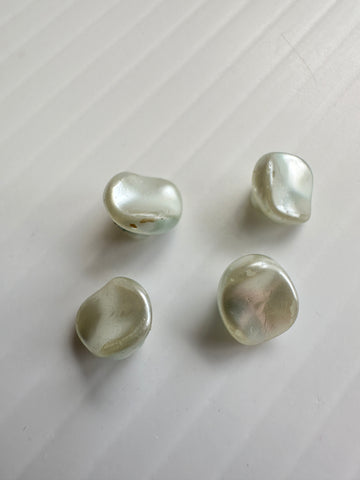ONE SET ONLY: Vintage Buttons 1950s? Tiny Pale Blue Pearl Look Glass 10mm x 4