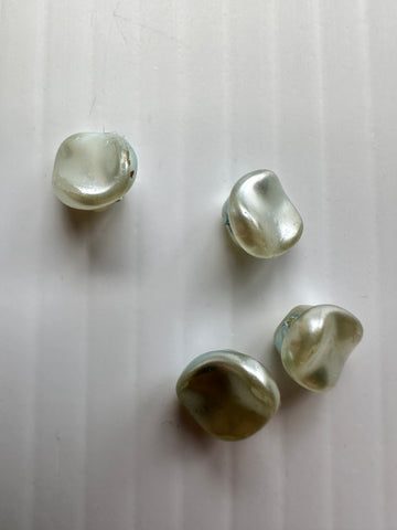 ONE SET ONLY: Vintage Buttons 1950s? Tiny Pale Blue Pearl Look Glass 10mm x 4