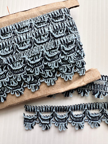 Modern? Vintage? Woven Braid Trim Blue Black Cotton 24mm Wide