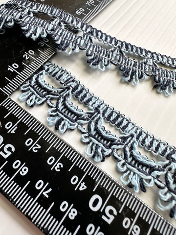 Modern? Vintage? Woven Braid Trim Blue Black Cotton 24mm Wide