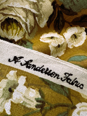 Vintage Fabric Almost Antique 1930s Sanderson Linen Ferrovia on Olive Brown Extra Long 76cm Wide