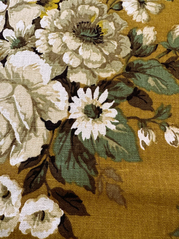 Vintage Fabric Almost Antique 1930s Sanderson Linen Ferrovia on Olive Brown Extra Long 76cm Wide