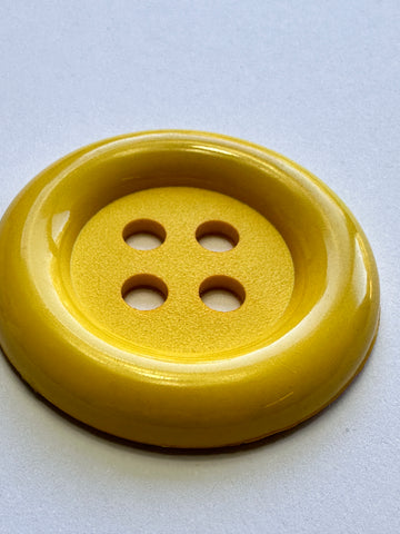 LAST BUTTON: Modern Button 2000s Sun Yellow 4-Hole Plastic Extra Large 50mm