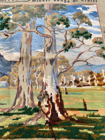 Semco Partially Worked Vintage Embroidery 70s 80s 'Near the Grampians' David Prosser 58cm x 44cm