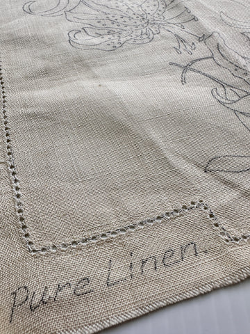 ONE ONLY: Myart Embroidery Unworked Stamped 1950s? Linen - Tiger Lily