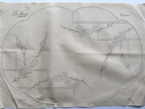 ONE ONLY: Fautleys Embroidery Unworked Stamped 1940s? Linen Centre - Flowers