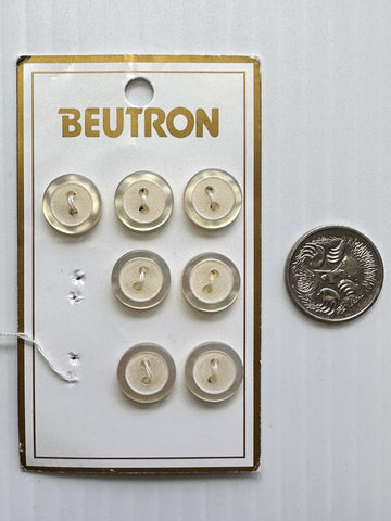 ONE SET ONLY: Vintage? Buttons Beutron New on Card Pale Lemon 2-Hole 11mm x 7
