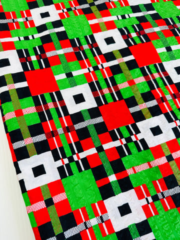 2.5m LEFT: Vintage Fabric 1960s 70s Cotton Seersucker w/ Geometric Pattern