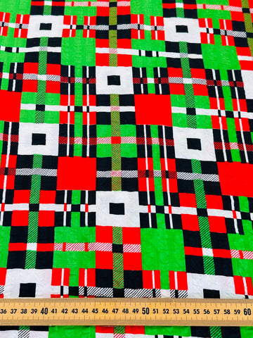 2.5m LEFT: Vintage Fabric 1960s 70s Cotton Seersucker w/ Geometric Pattern