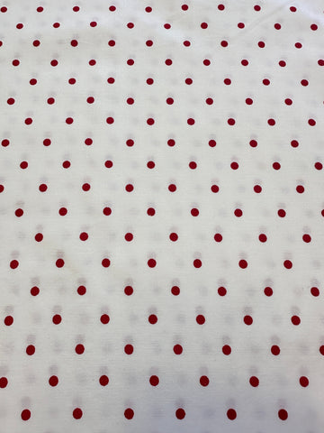 SINGLE FAT QUARTER: Vintage Fabric Cotton Blend Sheeting 2000s Laura Ashley Red/Pink Dots on White 50cm x 50cm